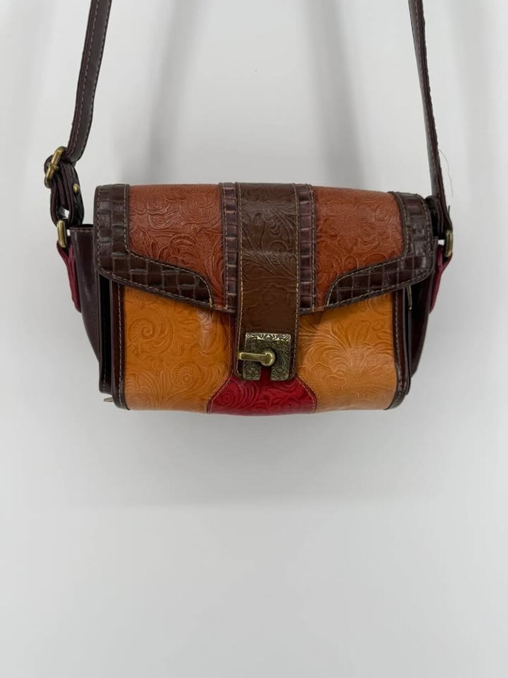 Vintage Embossed Leather Patchwork Crossbody Bag M.C. Marc Chantal Purse